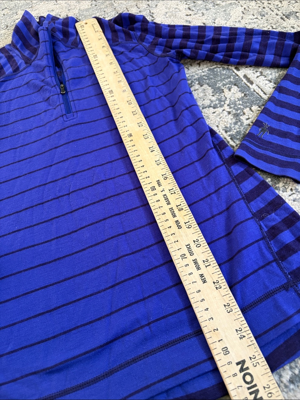 Smartwool Women's Half-Zip Striped Sweater - Royal Blue & purple merino wool - Picture 7 of 8